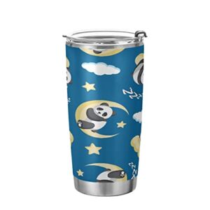 Kigai 20 oz Tumbler Cute Panda Stainless Steel Water Bottle with Lid and Straw Vacuum Insulated Coffee Ice Cup Double Wall Travel Mug