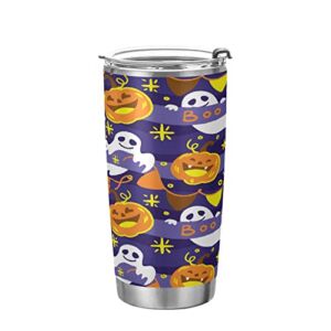 Kigai 20 oz Tumbler Halloween Pumpkin Stainless Steel Water Bottle with Lid and Straw Vacuum Insulated Coffee Ice Cup Double Wall Travel Mug
