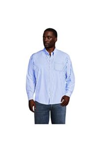 Lands’ End Mens Traditional Fit Essential Lightweight Poplin Shirt Chicory Blue Stripe Tall X-Large