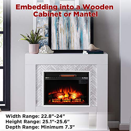 TURBRO in-Flames 23 Inch in-Wall Recessed Electric Fireplace – 7 Flame Effects, Infrared Quartz, Adjustable Thermostat and Timer – INF23 | The Storepaperoomates Retail Market - Fast Affordable Shopping