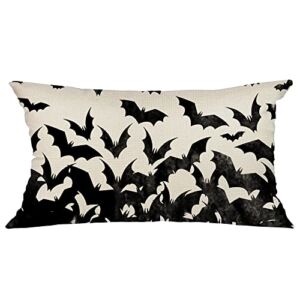 GEEORY Halloween Decor Pillow Cover 12×20 inch Bats Lumbar Pillow Cover for Autumn Halloween Decorations Halloween Pillows Decorative Pillow Cover for Couch Sofa