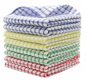 HFGBLG Cotton Dish Rags Tidy Dish Cloths Bulk Dish Towels, Set of 8 Kitchen Cleaning Rags, Soft and Absorbent Cleaning Cloth Wash Cloths, 12 Inch x 12 Inch (Mix Color)