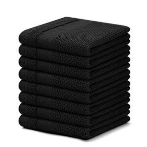 Homaxy 100% Cotton Dish Cloths, 12 x 12 Inches, Waffle Weave Super Soft and Absorbent Dish Towels Quick Drying Dish Rags, 8 Pack, Black
