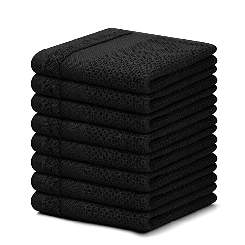 Homaxy 100% Cotton Dish Cloths, 12 x 12 Inches, Waffle Weave Super Soft and Absorbent Dish Towels Quick Drying Dish Rags, 8 Pack, Black | The Storepaperoomates Retail Market - Fast Affordable Shopping