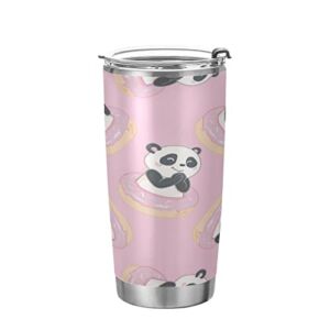 Kigai 20 oz Tumbler Cute Panda Stainless Steel Water Bottle with Lid and Straw Vacuum Insulated Coffee Ice Cup Double Wall Travel Mug