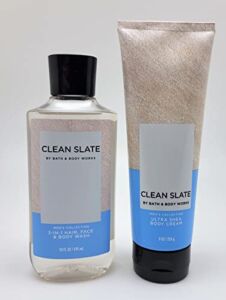 Bath & Body Works – Clean Slate – 2 pc Bundle – 3-in-1 Hair, Face & Body Wash and Ultra Shea Body Cream – Full Size.