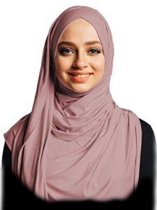 VeilWear Cotton head scarf, instant black hijab, ready to wear muslim accessories for women (Mauve), one
