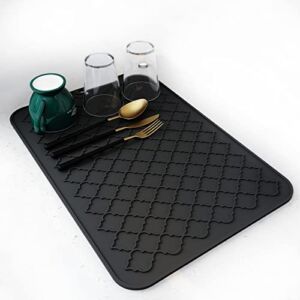 AMOAMI-Dish Drying Mats for Kitchen Counter Heat Resistant Mat Kitchen Gadgets Kitchen Accessories (12″ x 16, BLACK)