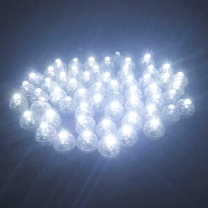 Accmor 50pcs LED Mini Round Ball Balloon Lights, Long Standby Time Ball Lights for Paper Lantern Balloon Party Wedding Decoration(White)