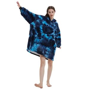 YiJim Oversized Wearable Blanket Hoodie for Women and Men, Super Warm and Comfy Sherpa Sweatshirt With Giant Pocket, One Size Fits All(Dark Blue,Adult)