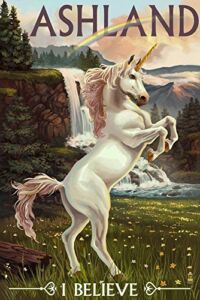 Ashland, Oregon, Unicorn Scene (12×18 Art Print, Travel Poster Wall Decor)