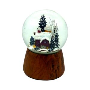 Comfy Hour Joyful Holiday Collection Winter Scene with Trees and House Cover in Snow, Musical Snowglobe, Water Globe Decoration, Ceramic