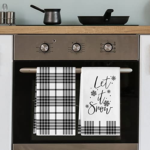 AnyDesign Let It Snow Kitchen Towel Christmas Winter Dish Towel 28 x 18 Snowflake Tea Towel Rustic Farmhouse Decorative Hand Drying Towel for Kitchen Cooking Baking Party Supplies, Set of 4 | The Storepaperoomates Retail Market - Fast Affordable Shopping