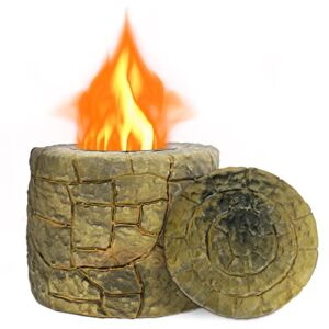 Tabletop Fire Pit- Unique Shaped Rock Tabletop Fireplace with Lid and Pat Alcohol Portable Table Top Fire Pit, Mini Personal Somkeless Fireplace Indoor/ Outdoor Long Time Burning