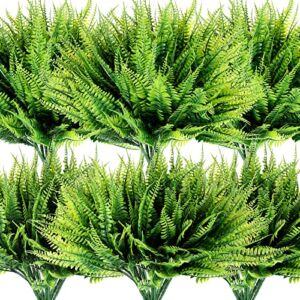 Artificial Boston Fake Fern Plants Greenery Outdoor UV Resistant Fake Plants Shrubs Plastic Plant for Garden Porch Window Box Hanging Planter Decorating (20 Pack)
