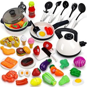STEAM Life Play Kitchen Accessories Toy Play Food 3 4 Year Old Girls Gifts Toddler Kitchen Set for Kids Pots and Pans Kids Kitchen Playset Fake Play Kitchen Toys Toddler for Girls Boys
