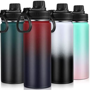 4 Pieces 18 oz Sports Water Bottle, Vacuum Insulated Water Flask Stainless Steel Tumbler Travel Cup with Leak Proof Lid, Triple Walled Metal Canteen to Keep Cold and Hot, Water Flask with Wide Handle