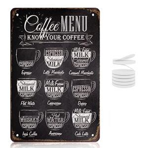 Struck By Design Coffee Menu Sign – 12x8in Coffee Sign w/ 6pcs Double Sided Tape – Easy to Hang Coffee Bar Accessories – Trendy Farmhouse Coffee Bar Sign – Coffee Decor for Kitchen or Coffee Bar Shelf