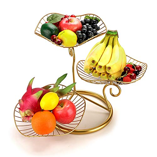 OwnMy 3-Tier Fruit Basket Stand Decorative Iron Fruit Bowl, Metal Wire Fruit Holder Storage Trays Table Countertop Holder for Vegetables Bread Snack, Modern Fruit Bowls for Kitchen Home Use (Gold) | The Storepaperoomates Retail Market - Fast Affordable Shopping
