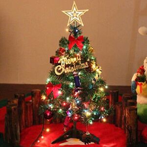 Mini Christmas Tree, Small Christmas Tree with Lights,Table Top Little Christmas Tree,24 InchTabletop Xmas Tree Decorations Christmas Decorations for Home and Office