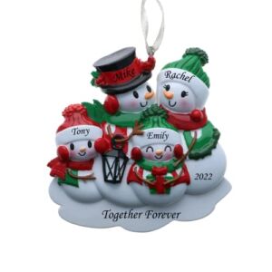2022 Personalized Ornament Snowman Family of 4 Christmas Tree Ornament Artisanal Customized Decoration Family Ornament – Free Personalization