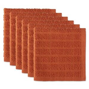 DII Basic Terry Collection Solid Windowpane Dishcloth Set, 12×12, Spice, 6 Piece