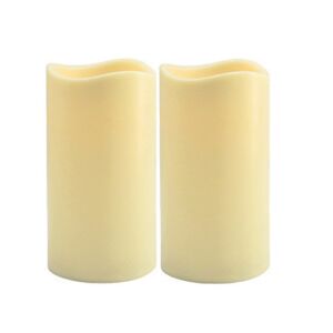 U&U Flameless Candles 3 x 6 Inch (Set of 2), LED Flickering Outdoor Candles Battery Operated Plastic Pillar Candles for Indoor/Outdoor Home Décor, Halloween, Wedding Decorations