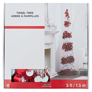 Ashland Pop Up Tinsel Tree with Stand (Red and White)