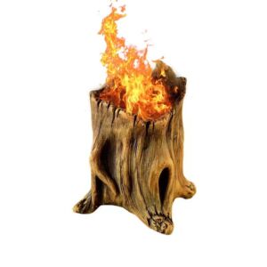 OUCJIED Tree Stump Tabletop Fire Pit – Mini Personal Fireplace – Alcohol Fireplace – Personal Concrete Fireplace – Indoor & Outdoor Marshmallow Roaster