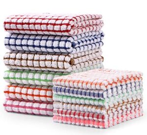 AOTBAT Kitchen Towels and Dishcloths Set, 16 x 25 and 12 x 12, Set of 12 Bulk Cotton Kitchen Towels Set, Dish Towels for Washing Dishes Dish Rags for Everyday Cooking and Baking