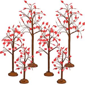 Village Autumn Maple Trees Artificial Maple Tree Tabletop Fall Fake Maple Tree for Thanksgiving Harvest Home Wedding Fall Party Decoration (Classic Style,6 Pieces)