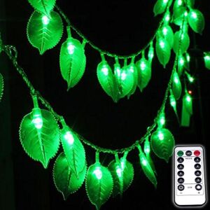 Dreamworth Green Leaf String Lights,33Ft/10M 100LEDs Battery Operated Green Leaf Fairy Lights with Remote Controller,Perfect for Christmas Bedroom and Decoration Courtyard Park Lighting