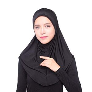 Headscarf Inner Cap Cover Muslim Islamic Hijab Women Full Islamic Hat Scarf Mad Max Compatible with (Black, One Size)