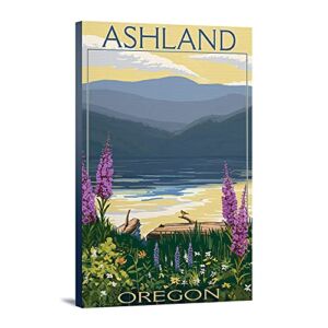 Ashland, Oregon, Lake and Mountain (24×36 Gallery Wrapped Stretched Canvas)