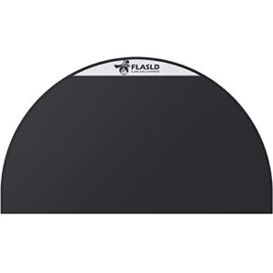 FLASLD Fireproof Fireplace Mat 24×42Inch Half Round Hearth Rug Protects Floors from Sparks Embers, Black with White Label