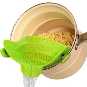 Clip on Food Strainer for Kitchen, Silicone Pasta Pans with Strainer Fit Most Pots, Food Strainer with 2 Clips for Pasta, Spaghetti, Muzpz Smart Cool Kitchen Gadgets Small Colander