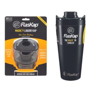 FlasKap MADIC/VOLST Combo Drinking System | Comes With MADIC 9 Liquor Kap and VOLST 30 oz Insulated Tumbler – Splash Resistant – Cupholder Friendly