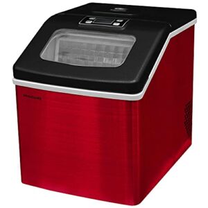 Frigidaire EFIC452-SSRED XL Maker, Makes 40 Lbs. of Clear Square Ice Cubes A Day, Stainless, Red Steel (Renewed)