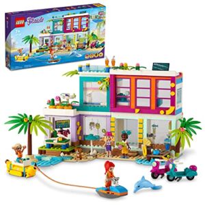 LEGO Friends Vacation Beach House 41709 Building Kit; Gift for Kids Aged 7+; Includes a Mia Mini-Doll, Plus 3 More Characters and 2 Animal Figures to Spark Hours of Imaginative Role Play (686 Pieces)