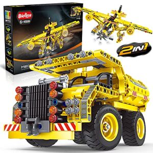 STEM Toy Building Toy Gift for Age 5, 6, 7, 8, 9, 10, 11, 12 Years Old Kid, Boy, Girl – 2-in-1 Truck Airplane Take Apart Toy, 361 Pcs DIY Building Kit, Learning Engineering Play Kit Construction Toy