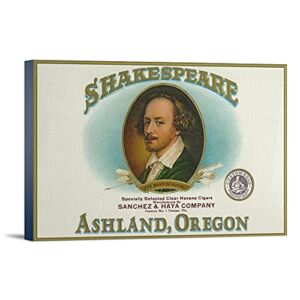 Ashland, Oregon, Shakespeare Cigar Box Label (36×24 Gallery Wrapped Stretched Canvas)