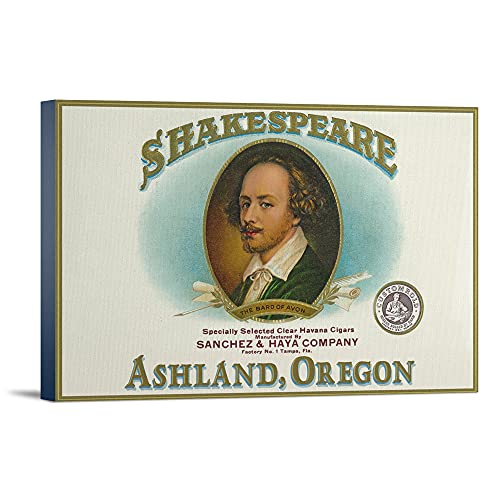 Ashland, Oregon, Shakespeare Cigar Box Label (36×24 Gallery Wrapped Stretched Canvas) | The Storepaperoomates Retail Market - Fast Affordable Shopping