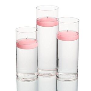 Eastland Set of 3 Cylinder Vases and 3 Pink Richland Floating Candles 3″