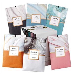 MYARO Scented Sachets for Drawers and Closets, Room Fresheners for Home Long Lasting Perfume Air Freshener 12 Packs Smell Goods Sachets Bags (6 Different Scented)