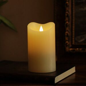 3D Flameless Led Candle with Timer, Moving Wick Pillar Candle for Home Decoration, 3.75×6.5 Inch, Ivory
