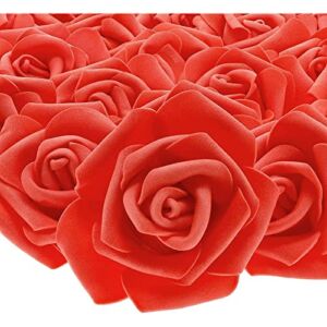Juvale Stemless Rose Artificial Flower Heads for Wedding Valentine’s & DIY (3 in, Red, 100 Pack)