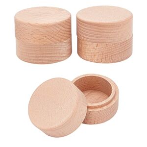 FINGERINSPIRE 3pcs 2×1.6 Inch Mini Round Wooden Box Small Storage Wooden Box Wedding Ring Jewelry Boxes DIY Storage Trinket Bearer Container Case