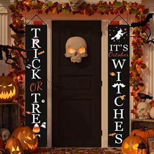 Halloween Decorations Outdoor | Trick or Treat & It’s October Witches Front Porch Banners for Halloween Porch Decor | Fall Decor | Halloween Decorations Indoor