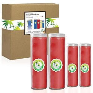 CocoSoy Hurricane Emergency Survival Candles – King Size Longest Burn Time 210 Hours. Bulk Package of 4 Thick Glass Jar Candles. Red Color