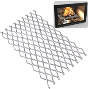 Fireplace Grate Ember Retainer,15.7×9.4Inches Steel Fireplace Ember Retainer Mesh,Metal Ember Retainer for Use on Fireplace Grates (Large)